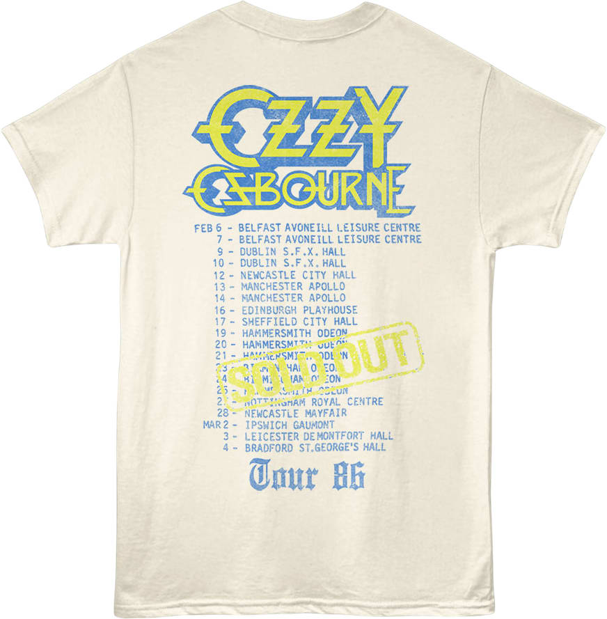Front & Back Tour 86 Ozzy Osbourne T-Shirt Front & Back Tour 86 Ozzy Osbourne T-Shirt