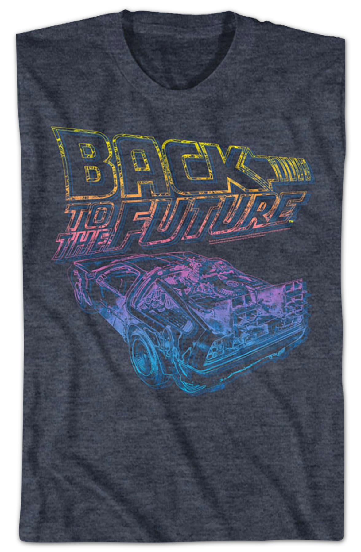 Distressed Neon Logo And DeLorean Back To The Future T-Shirt