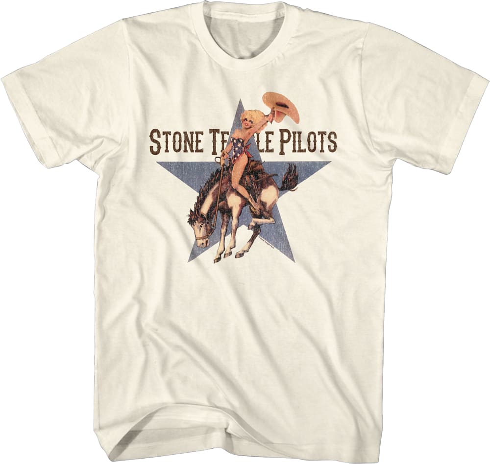 Cowgirl Riding Bronco Stone Temple Pilots T-Shirt