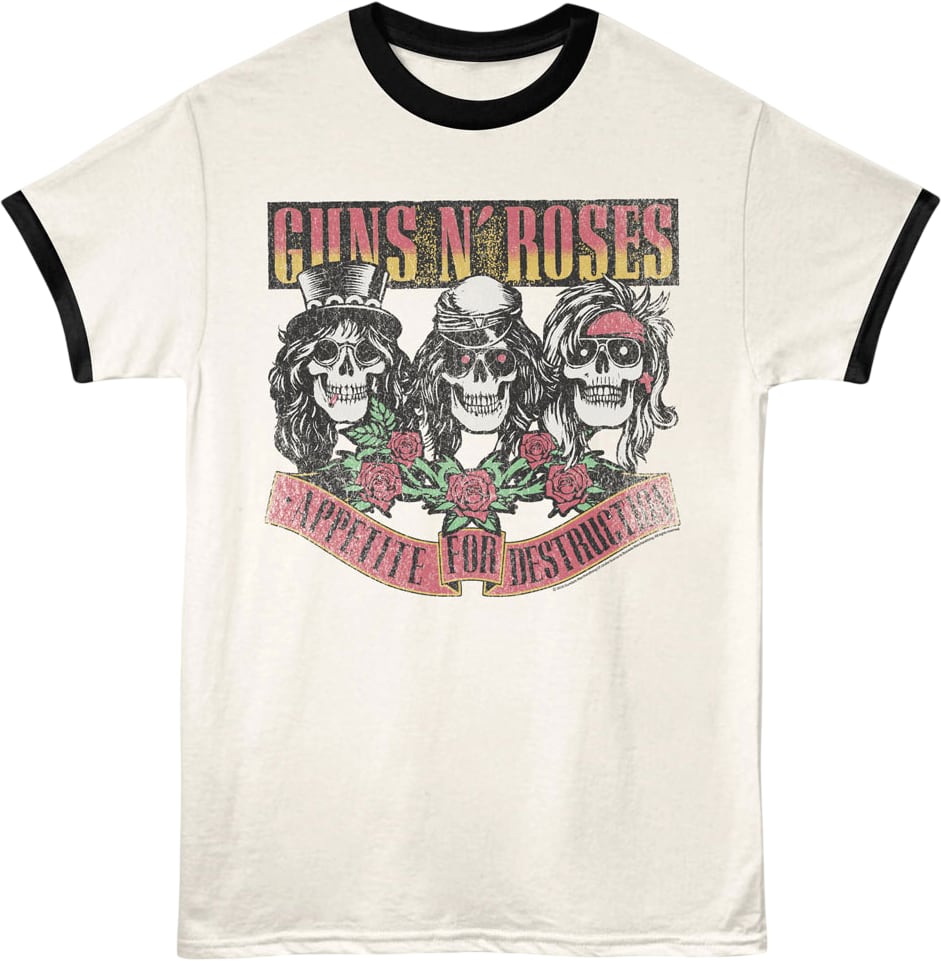 Appetite For Destruction Skulls & Banner Guns N' Roses Ringer Shirt
