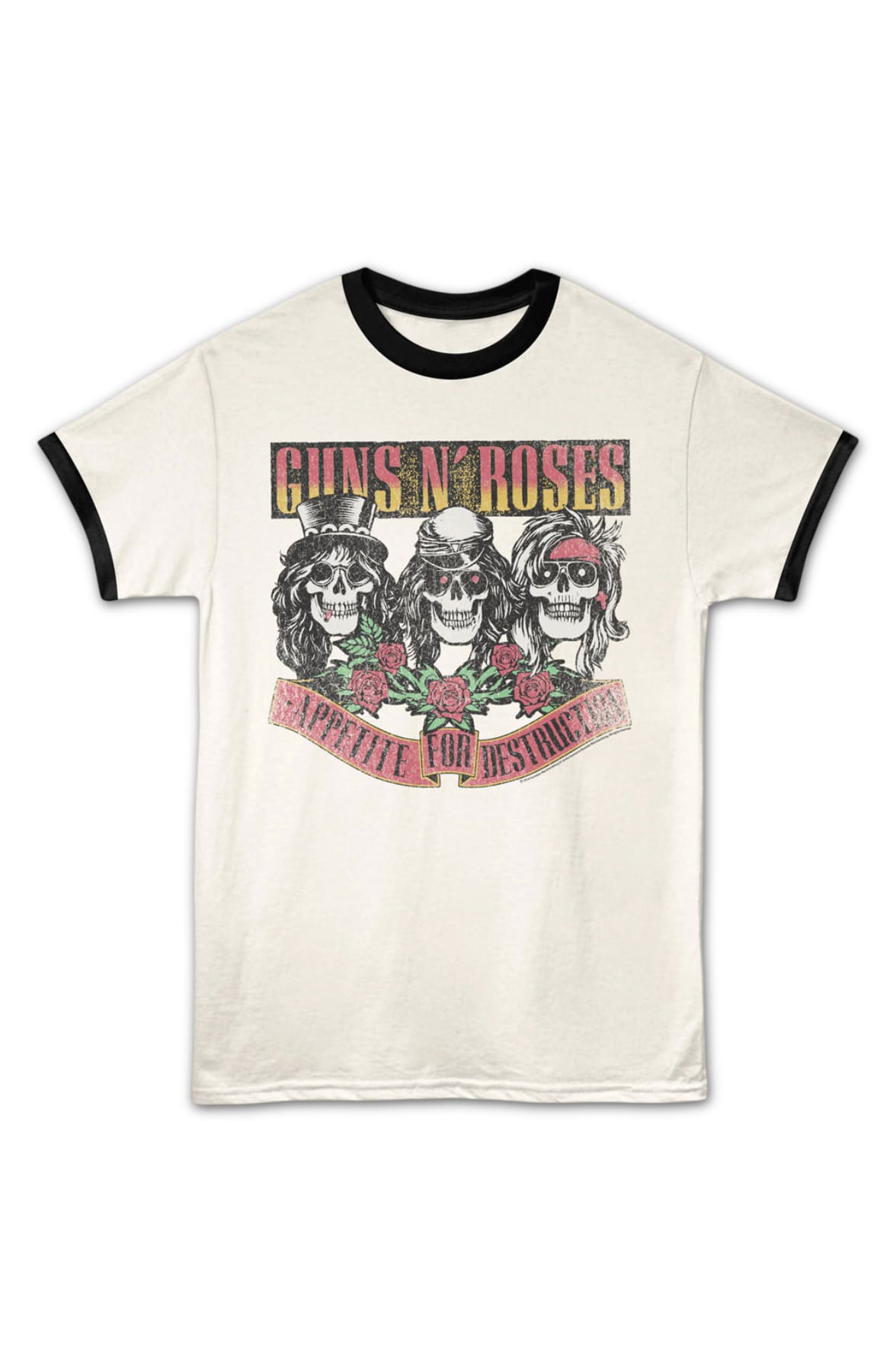 Appetite For Destruction Skulls & Banner Guns N' Roses Ringer Shirt