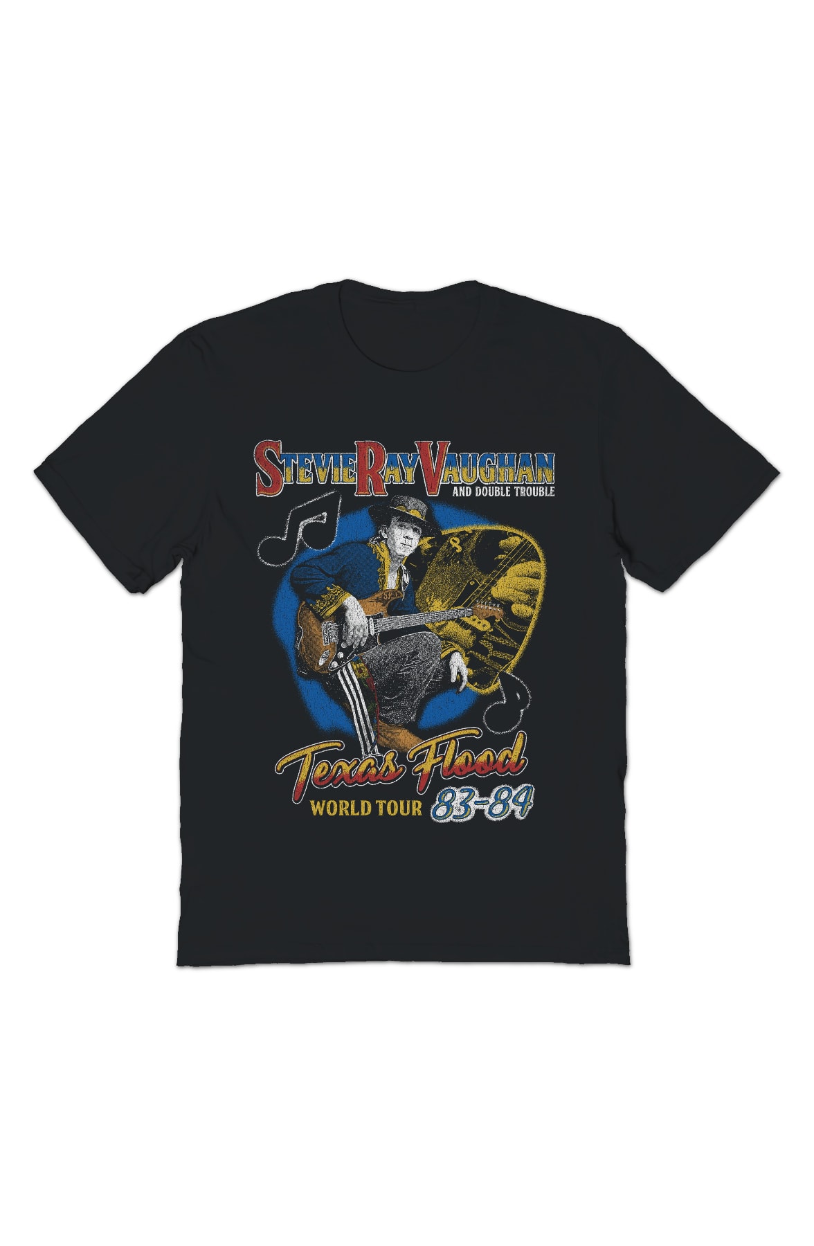 Texas Flood World Tour 83-84 Stevie Ray Vaughan T-Shirt Texas Flood World Tour 83-84 Stevie Ray Vaughan T-Shirt