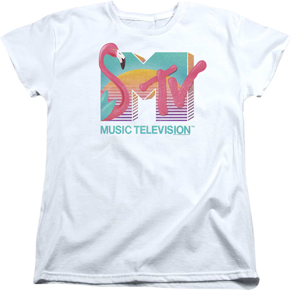 Womens Flamingo Sunset Logo MTV Shirt