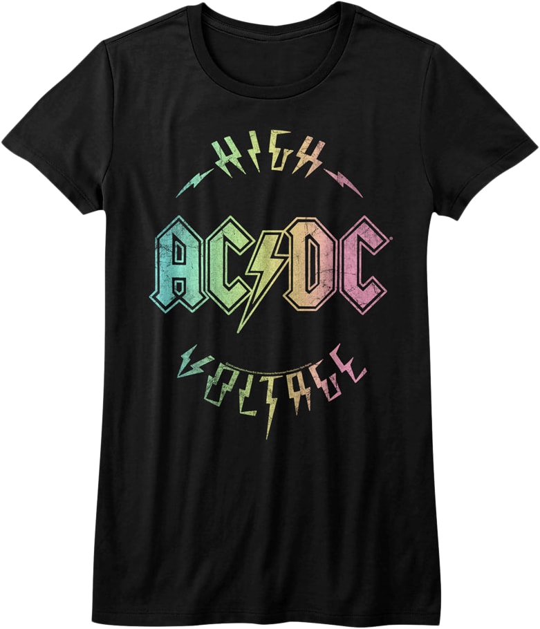 Womens Rainbow High Voltage ACDC Shirt