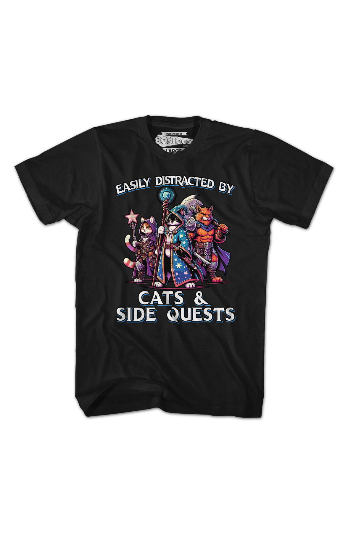 Easily Distracted By Cats & Side Quests T-Shirt Easily Distracted By Cats & Side Quests T-Shirt