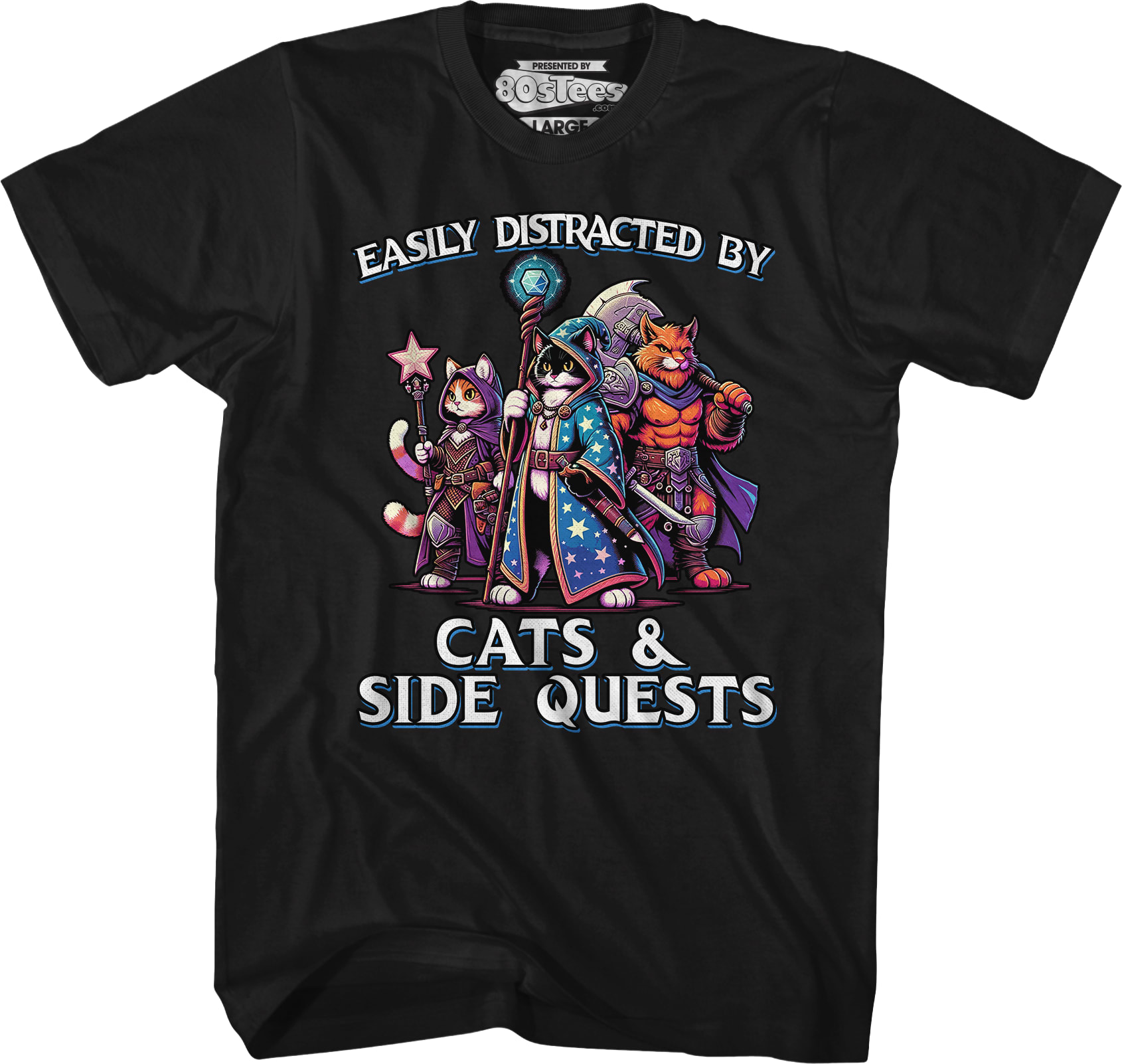 Easily Distracted By Cats & Side Quests T-Shirt Easily Distracted By Cats & Side Quests T-Shirt