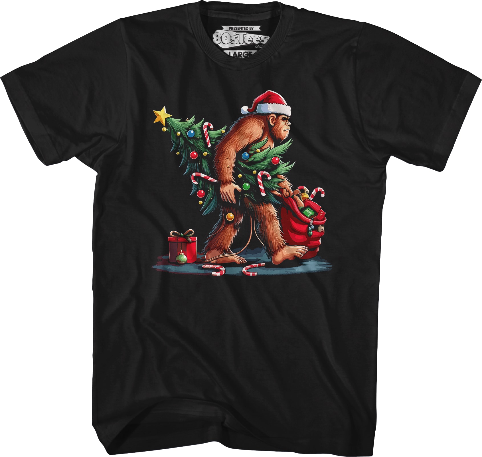 Festive Bigfoot Christmas T-Shirt