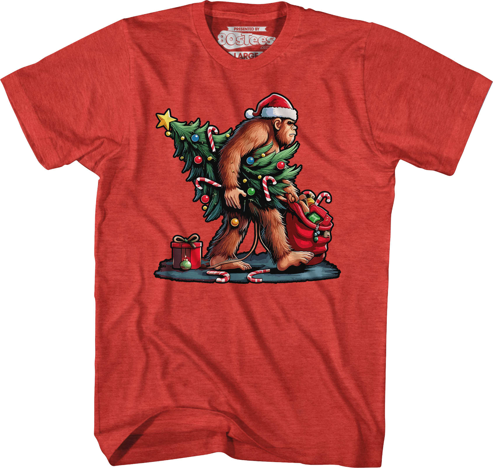 Festive Bigfoot Christmas T-Shirt