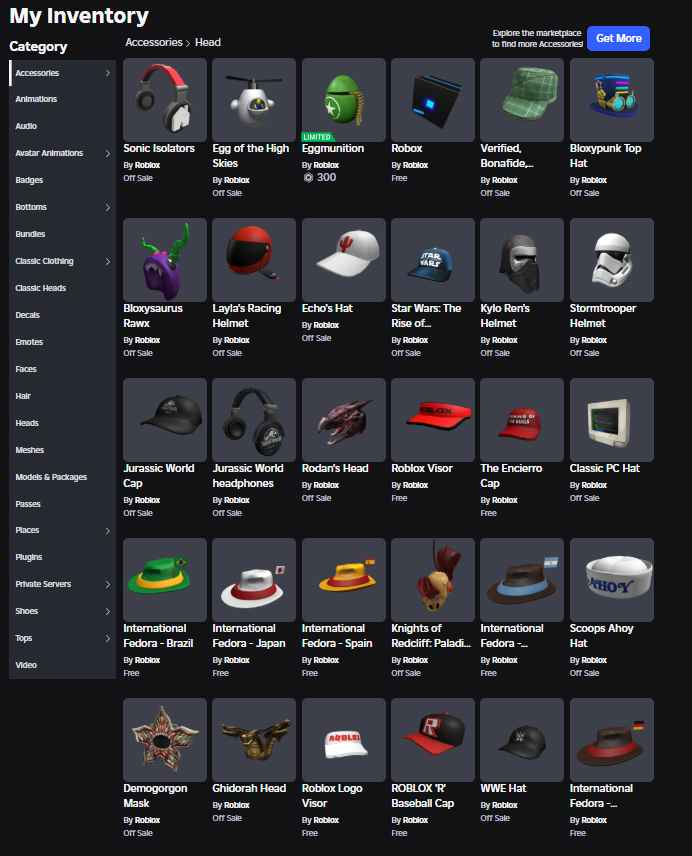 Jailbreak  452K  Steal a Brainrot  127.4B  Inventory value 6010   Limited: Eggmunition  Catrina Dia de Muertos Mask x2  335  Offsale items