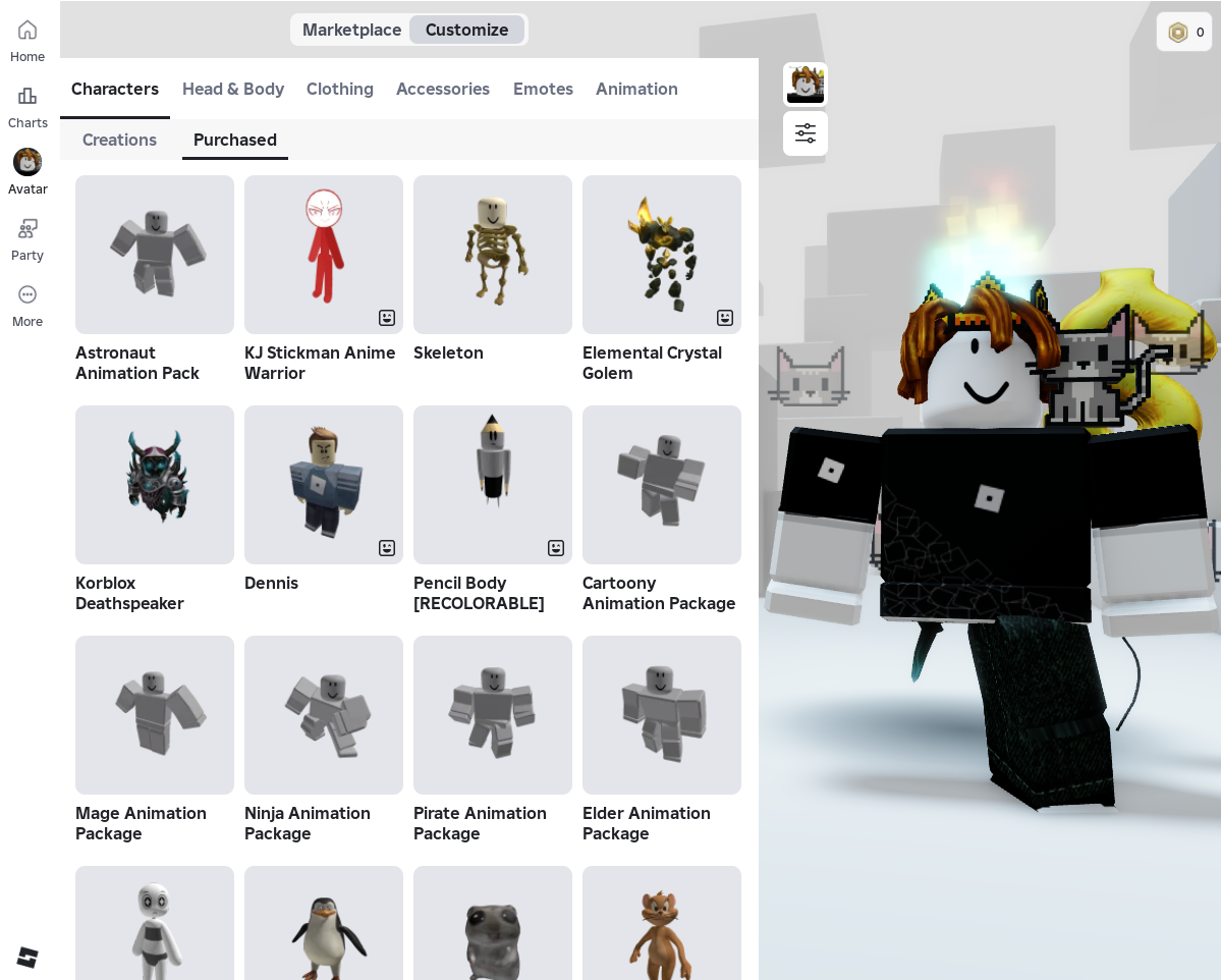 [Global]Korblox DeathspeakerLimited Edition Skins x3:Royal CrownTabby CatDollar BalloonTotal Spent 118000+ RobuxExclusive