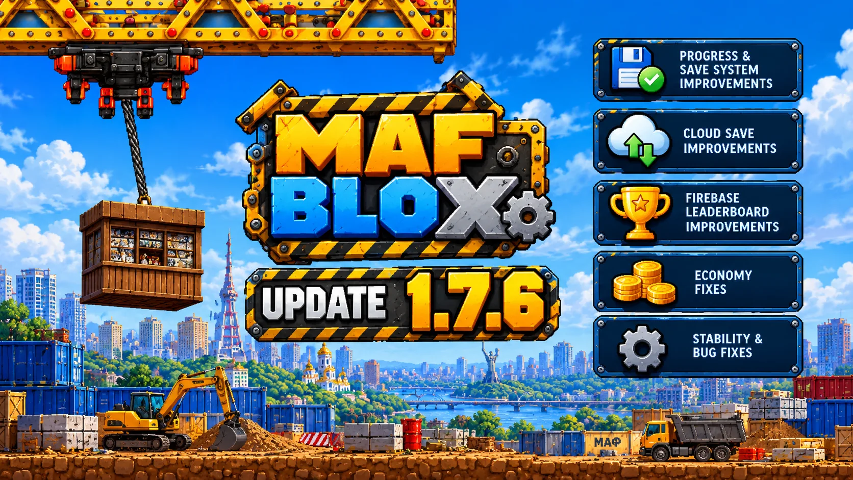 Devlog banner for MAF Blox: MAF Blox 1.7.6 — Stability, Progress & Preparing for What’s Next