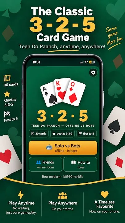 Screenshot 4 for 3-2-5 Card Game (Teen Do Paanch)