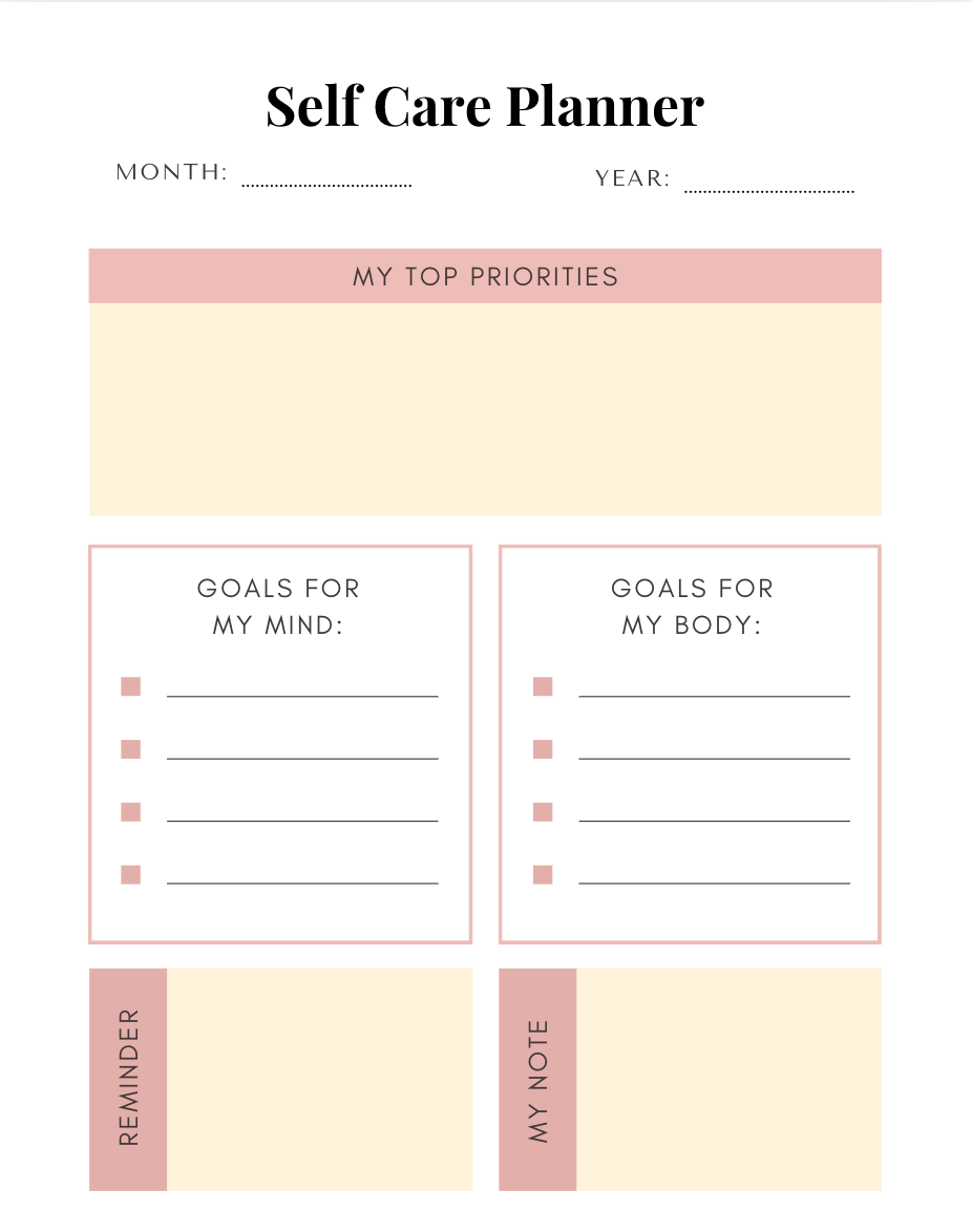 Self Care & Wellness Planner – Editable Canva Planner for Mindful ...