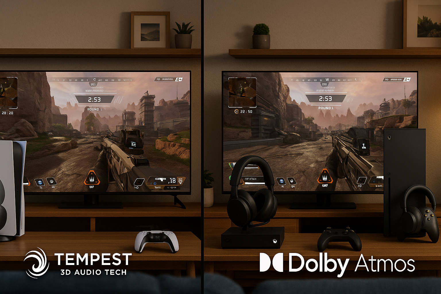 Side by side comparison of PS5 vs Xbox audio settings