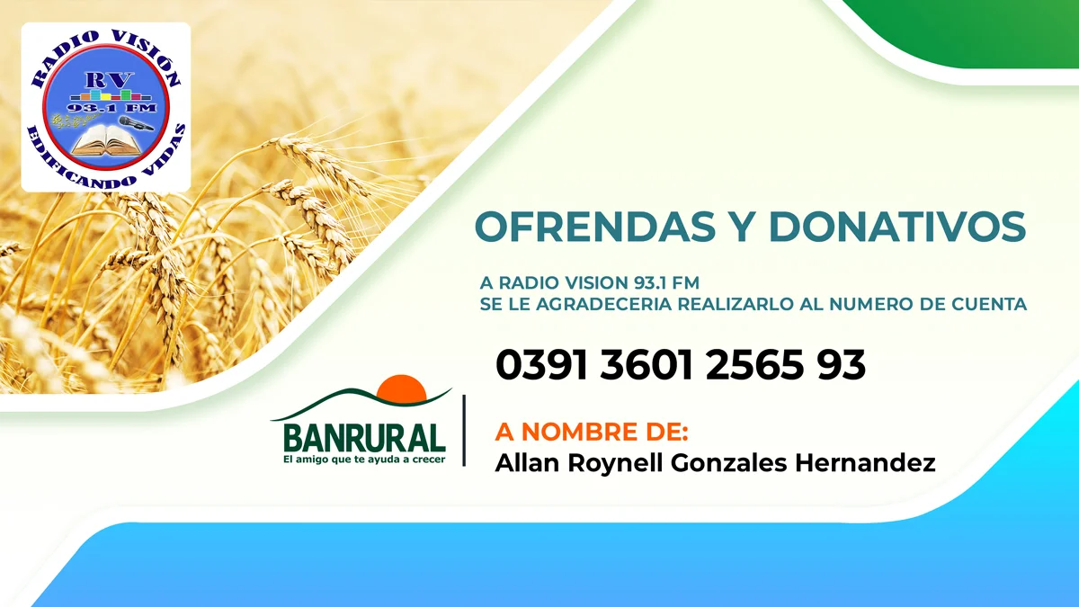 Información bancaria para ofrendas y donativos de Radio Visión
