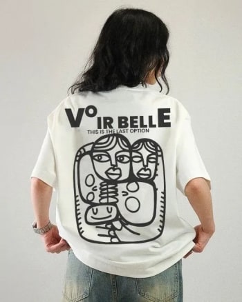 ADVIKEN Premium Vintage Ivory Graphic Oversized T-Shirt - alternate view