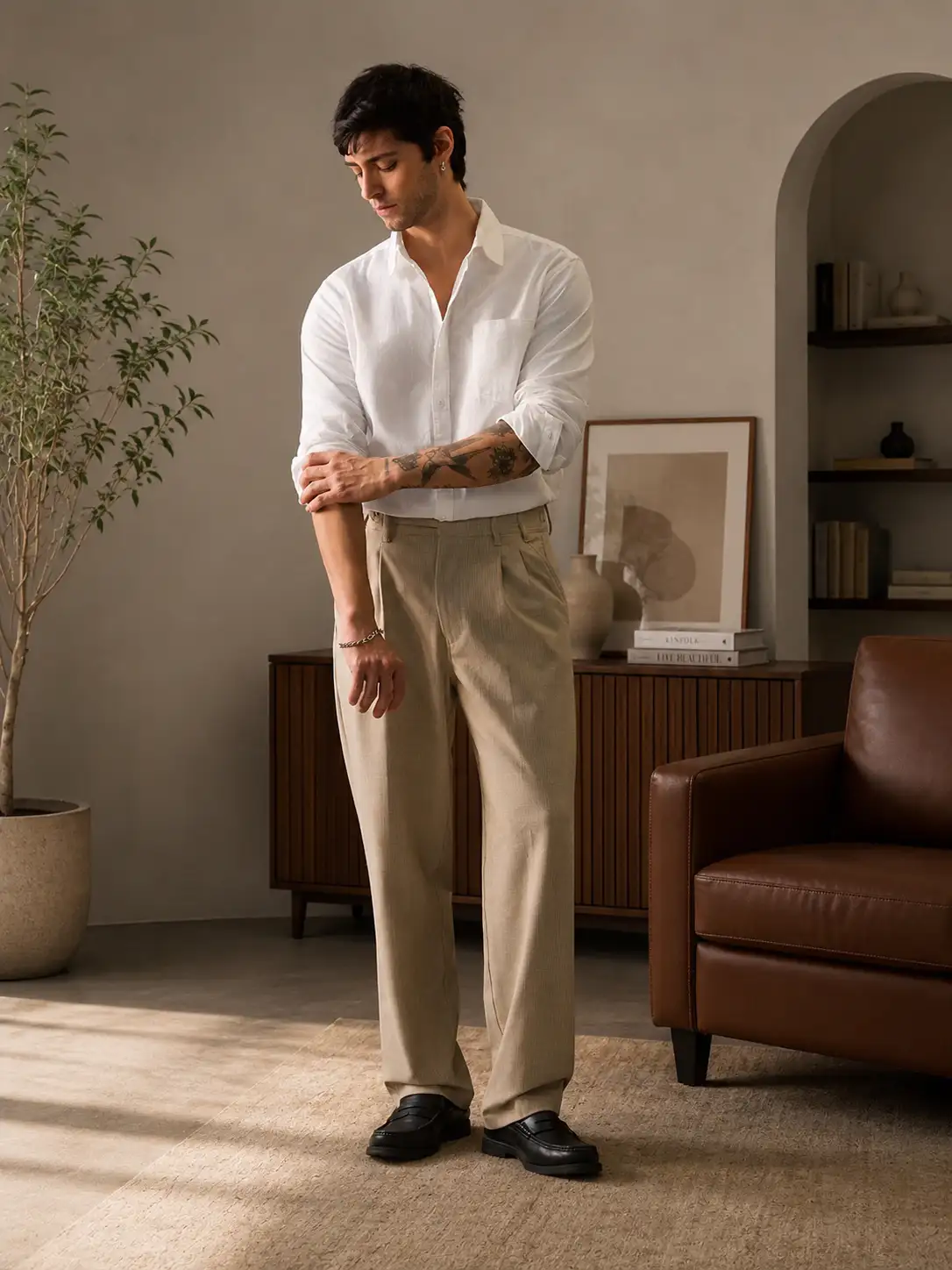 ADVIKEN PREMIUM IVORY WHITE COTTON LINEN SHIRT - Image 3