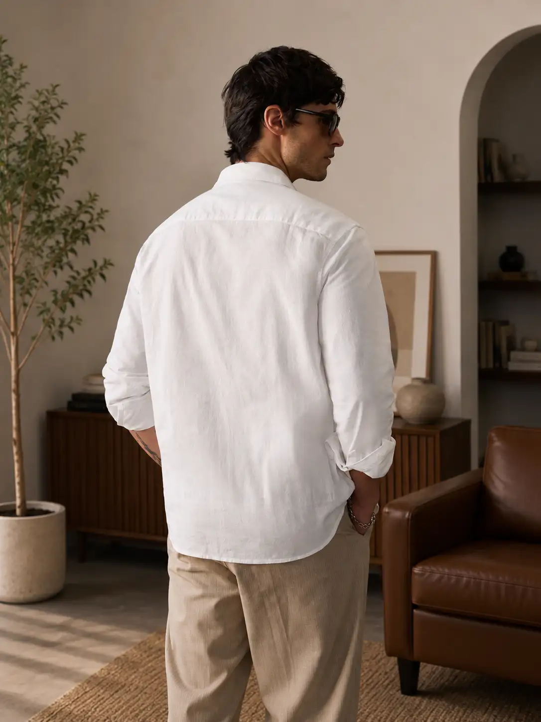 ADVIKEN PREMIUM IVORY WHITE COTTON LINEN SHIRT - Image 4