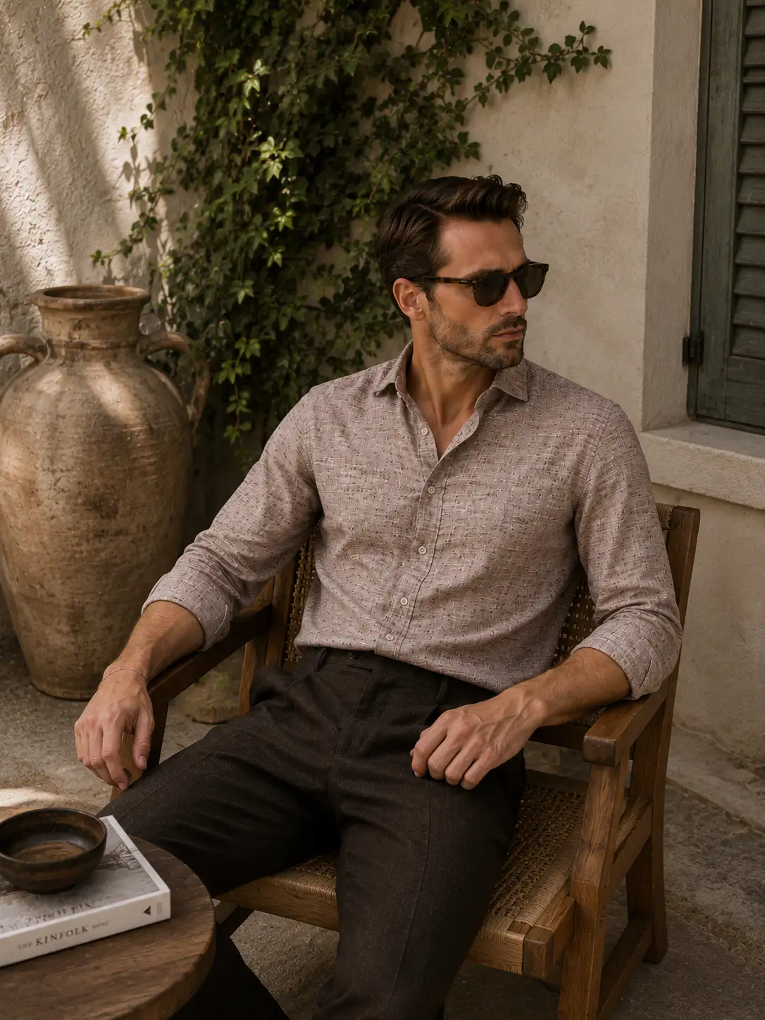 ADVIKEN PREMIUM ROSE TAUPE COTTON LINEN SHIRT - Image 2
