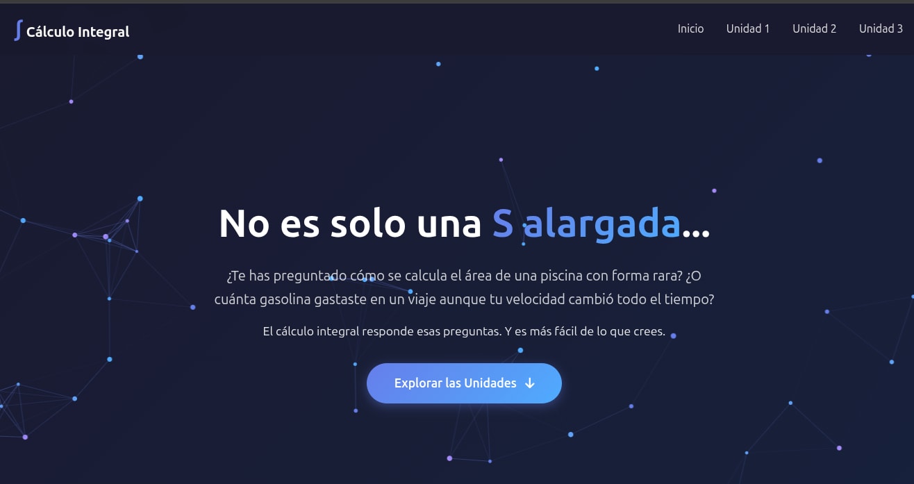 Vista previa de la plataforma Cálculo Integral