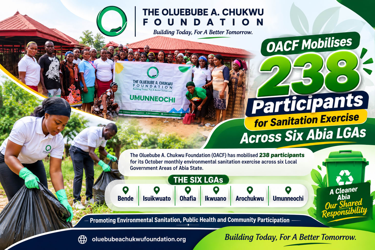 OACF Mobilises 238 Participants For Sanitation Exercise Across Six Abia LGAs