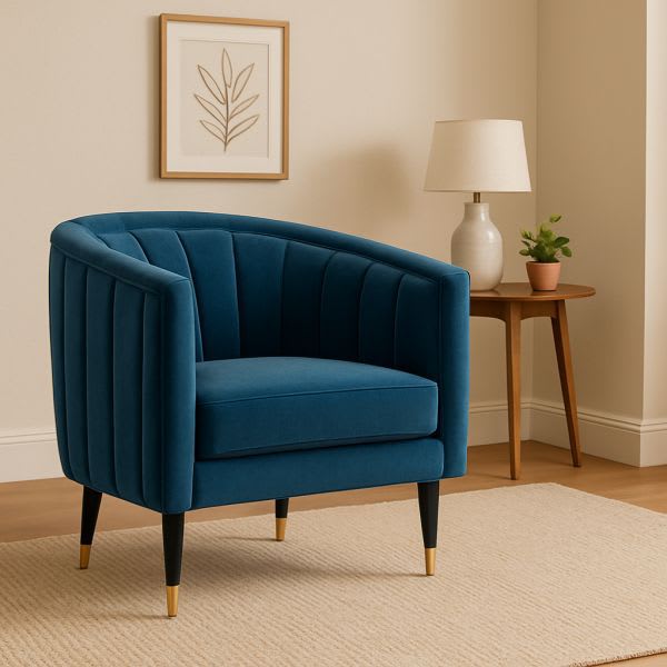 Custom pouffs in Jodhpur - Elegant blue accent chair