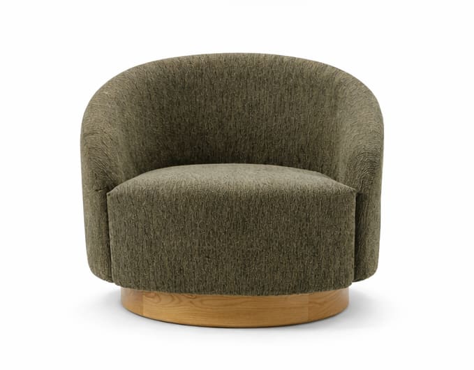 Custom pouffs in Jodhpur - Stylish olive-green swivel chair