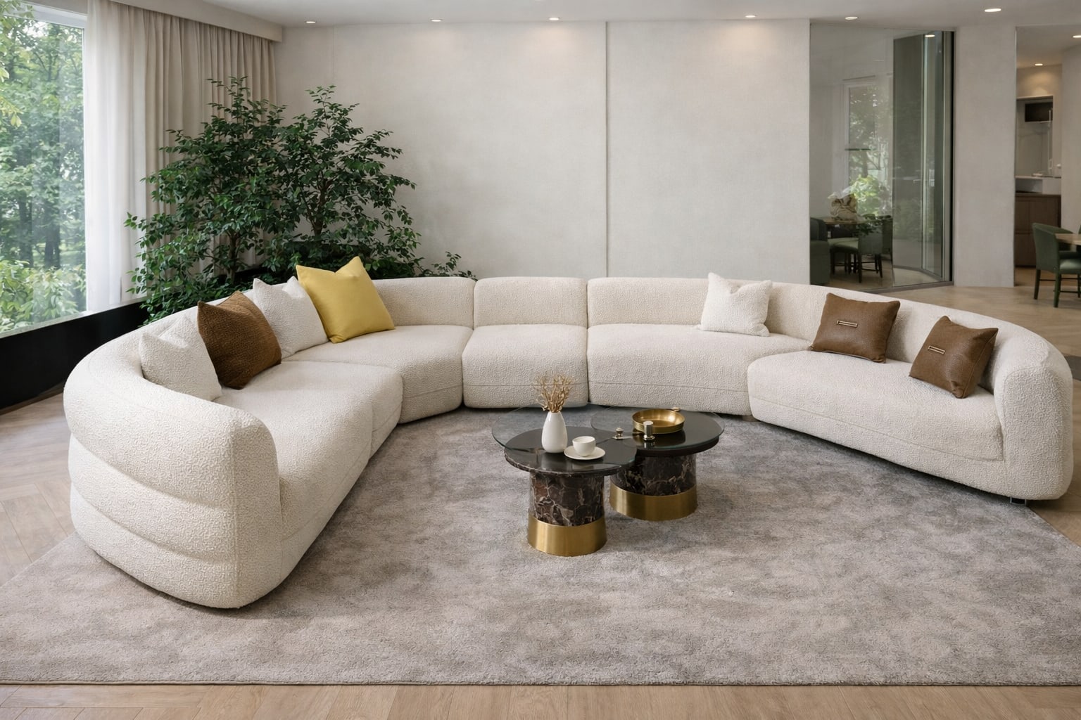 Custom sofa in Jodhpur - Curved boucle sofa 