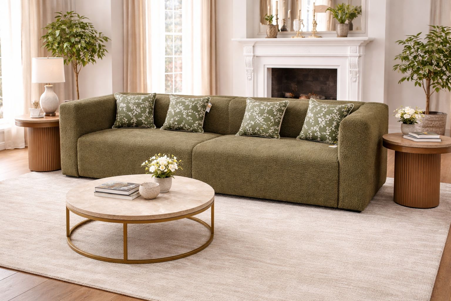 Custom sofa in Jodhpur - Modern Block Style Fabric Sofa (Green)