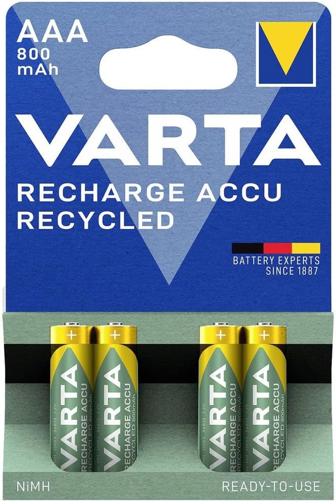 חבילת 4 סוללות נטענות VARTA Recharge Accu AAA 800mAh