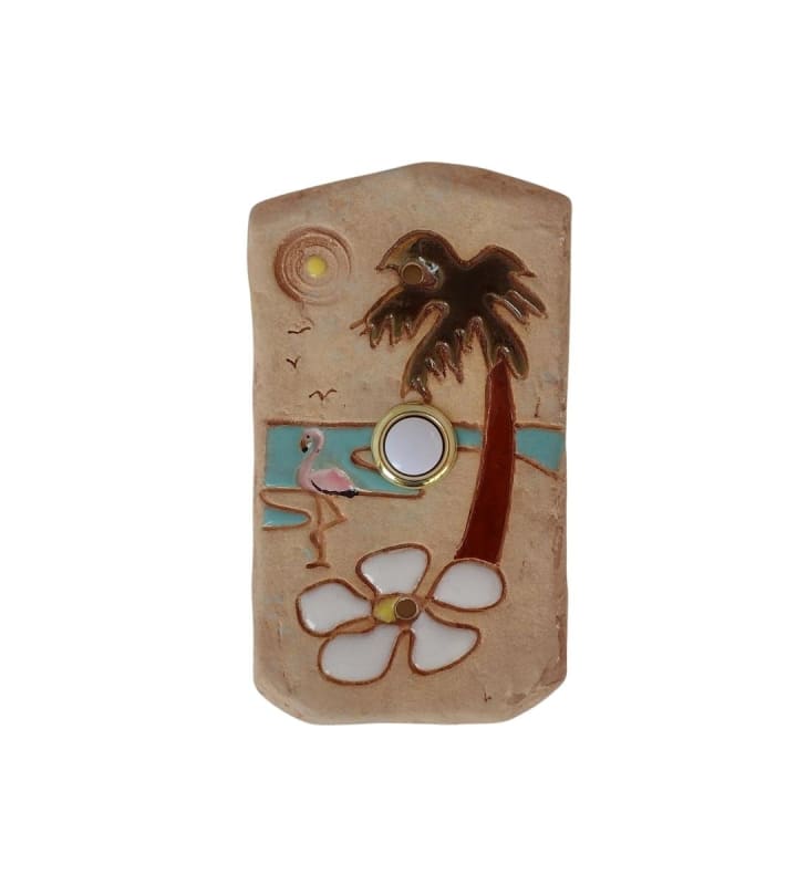 Palm Tree Doorbell - With Flamingo