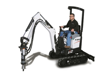 Product shot of Bobcat E10 compact excavator