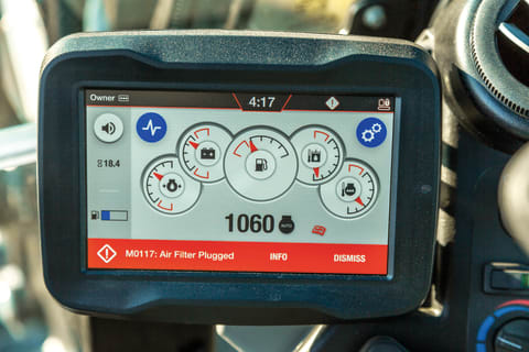 R2-Series Compact Excavator Display Showing Excavator Default Codes