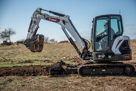 Bobcat E42 Compact Excavator Backfilling