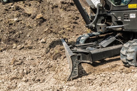 Bobcat E35 compact (mini) excavator and angle blade.