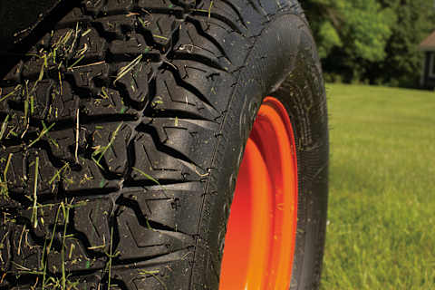 Close-Up Image of a Bobcat Zero-Turn Mower Tire