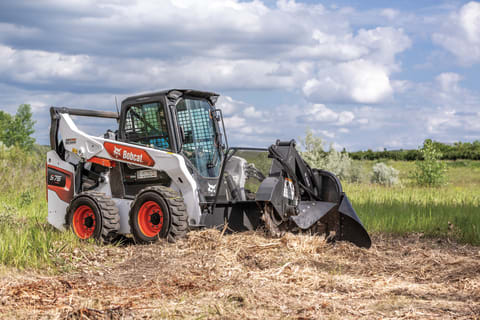 Bobcat S76 Skid-Steer Loader With Stump Grinder Attachment 