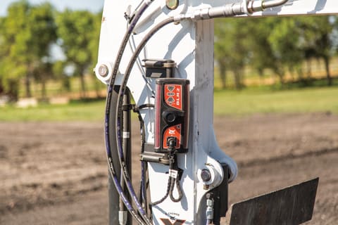 Bobcat compact (mini) excavator arm and optional laser receiver for the depth check system