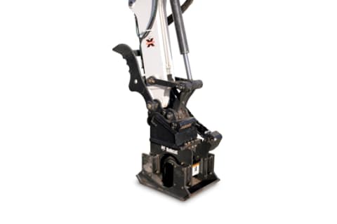 Bobcat plate compactor attachment.