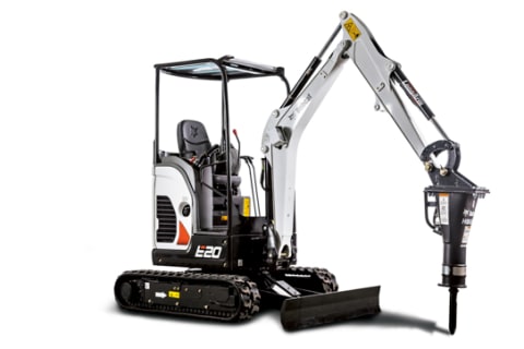 Bobcat E20 Compact Excavator Knockout Image On White Background