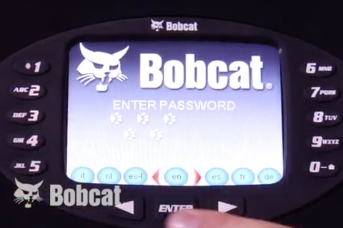 Bobcat Deluxe Instrumentation display showing password login screen