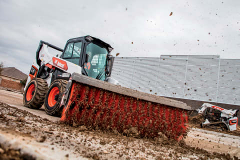 Bobcat Skid-Steer Loader With Angle Broom Attachment