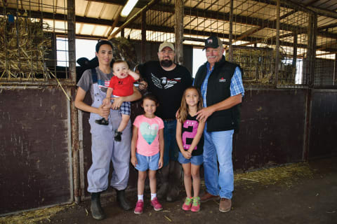 The Van Exel family on their dairy farm.