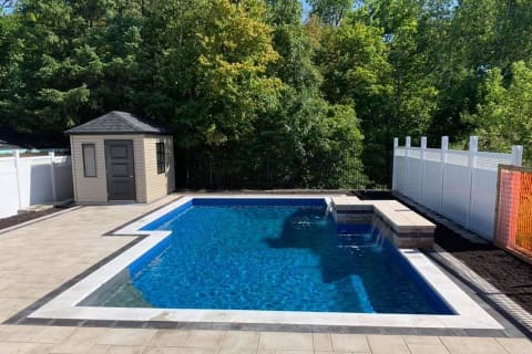 Closeup image of backyard pool