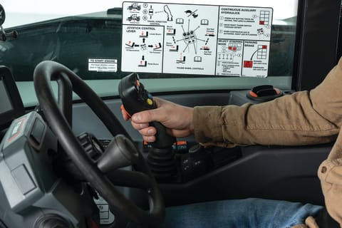 Telehandler Joystick Controls And Steering Wheel