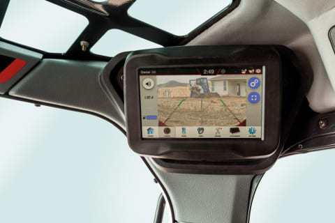 Closeup Image Of Touch Display Screen Featuring Back Up Camera View.