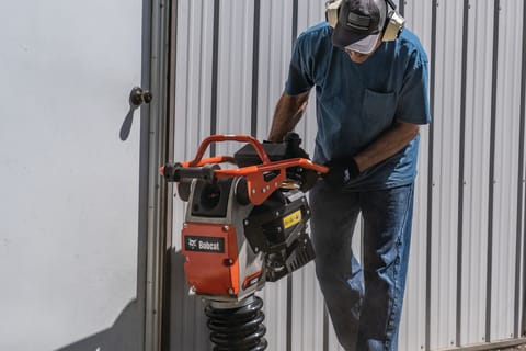 Operator using the Bobcat Rammer displaying its best-in-class balance.
