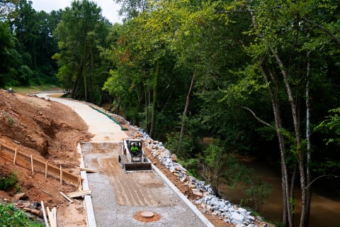 Lewallen Construction Using Bobcat Track Loader On Peachtree Creek Greenway Trail