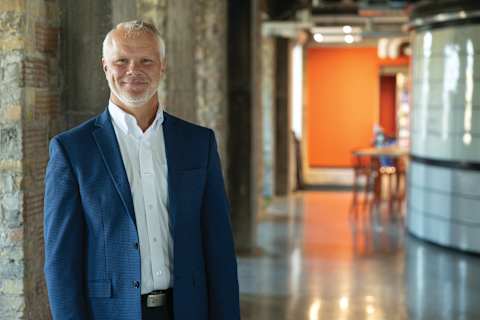 Bobcat Company North America President Mike Ballweber headshot at the Bobcat Studio in downtown Fargo, ND