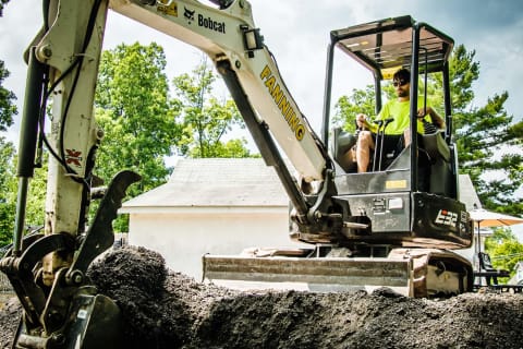 Joe Fanning operating his Bobcat E32 compact excavator.